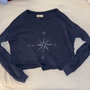 CUTE NAVY COMPASS CROPPED SWEATSHIRT